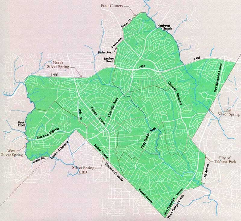 Silver Spring MD Zip Code Map